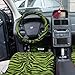 OxGord 21pc Zebra Car Seat Cover, Carpet Floor Mat, Steering Wheel Cover and Shoulder Pad Set - Universal Fit, Truck, SUV, or Van - Lime Green