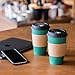 Glowcoast Disposable Coffee Cups With Lids - 16 oz To Go Coffee Cup (90 Pack). Large Travel Cups Hold Shape With Hot and Cold Drinks, No Leaks! Paper Cups with Insulated Sleeves Protect Fingers!