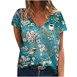 Butterfly Graphic Tops for Women V Neck Tshirt