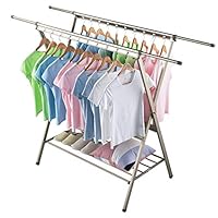 SINGAYE Clothes Rack Folding Retractable Aluminum Alloy Garment Drying Racks for Easy Storage, Rust-Proof for Indoor and Outdoor Use(Champagne Gold)