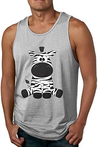 Nganche Cute Zebra Men's Fashion Leisure Pure Color Movement Cotton Vest XL Ash