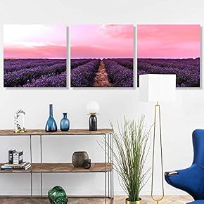 3 Panel Romantic Lavender Pictures Home Wall for...