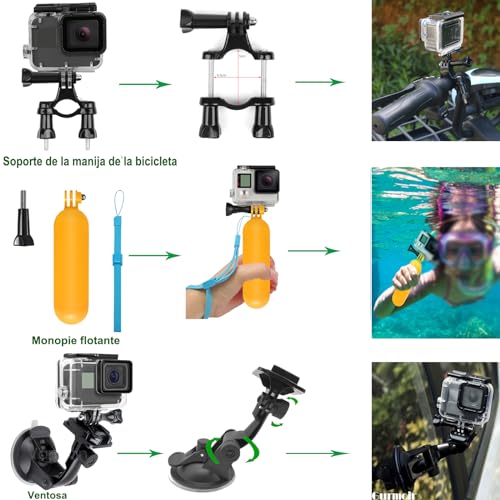 Gurmoir Accessories Kit for GoPro Hero 13/12 /11/10 /9 Black, with Waterproof Case Compatible with Go Pro Camera 13 12 11 10 9(PT10)