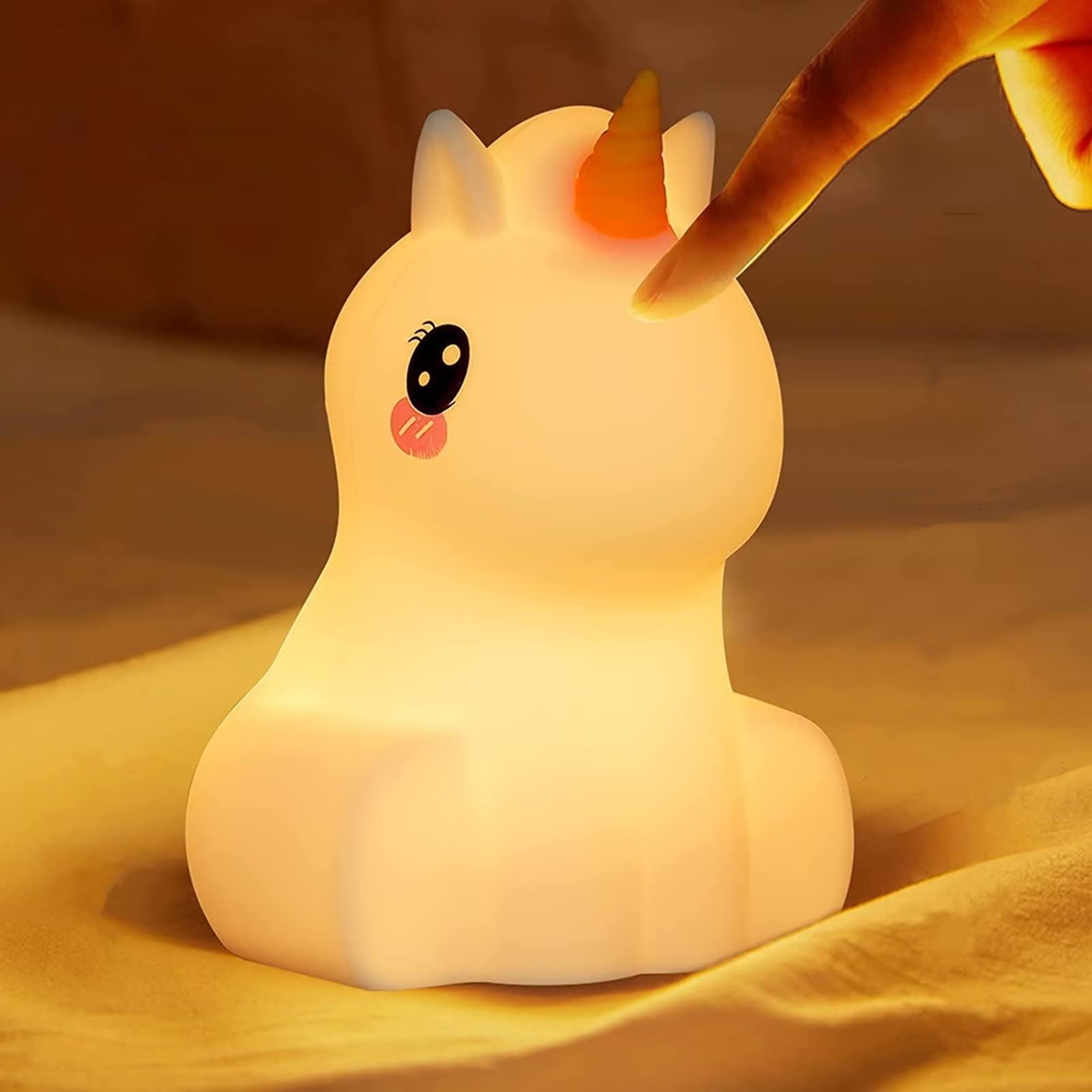 ZP LIFE-Large Cute Unicorn Night Light Kids, with Touch Sensor & Remote Control, 9 Colour Changing LED Portable Animal Silicone Lights, USB Rechargeable Nightlights