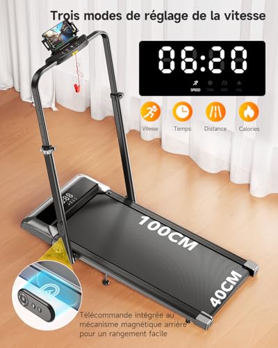 6 in 1 Treadmill, Slope 1%-6%-12%, Speed 12km/h, Telescopic Riser Height 115CM, Riser Angle 95°-105°, 2.5 HP, Compact and Portable,Family Friendly