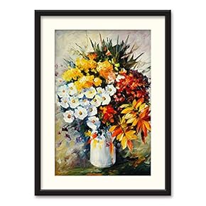 Black Framed Canvas Wall Art Oil Painting Flower Home Artwork Decoration for Living Room, Bedroom - 23x31 inches
