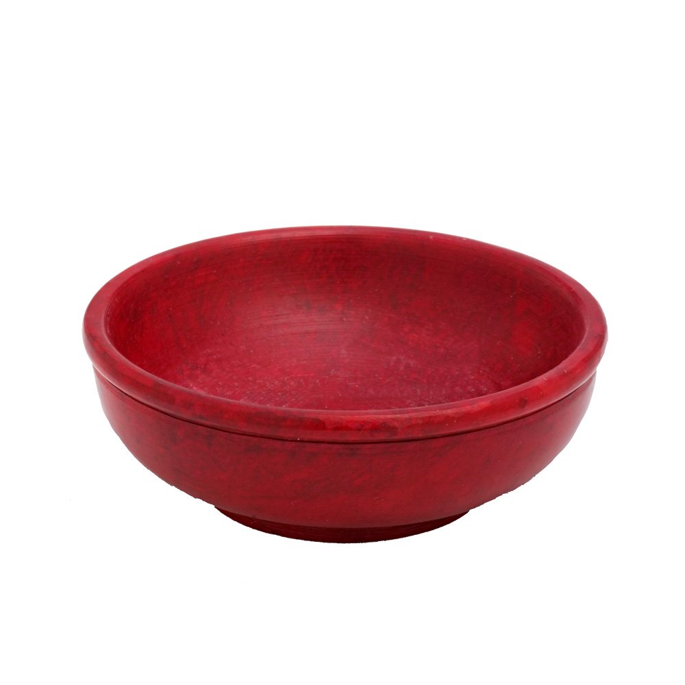 NKlaus Incense Bowl Red Incense Burner Deco 10cm Diameter Soapstone Bowl Incense Holder