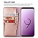 Xoomz Galaxy S9 Plus Wallet Case, Vegan Leather Folio Flip Cover with Kickstand and Credit Card Slots for Samsung S9 Plus (2018) 6.2 Inch(Rose Gold)