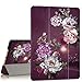 Hocase iPad 7th/8th Generation Case, iPad 10.2 2019/2020 Case, PU/Synthetic Leather Smart Flip Cover Case with Unique Design, Auto Sleep/Wake Feature, Microfiber Lining Hard Back - Burgundy Flowers