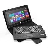 POWERADD Microsoft Surface Pro 2 / Surface 2 / Surface Pro/Surface RT Keyboard Case, Slim Bluetooth Keyboard with Touchpad and Leather Folio Smart Case for 10.6-inch Windows 8/Android Tablet - Black