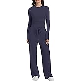 2 Piece Lounge Sets for Women Fall Outfits Long Sleeve Wide Leg Tracksuits Womens Two Pcs Casual Matching Loungewear Set