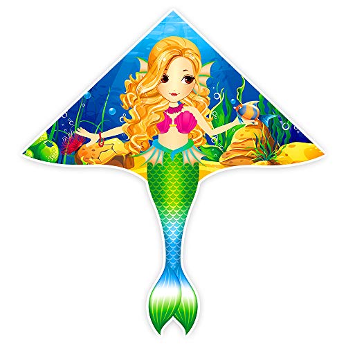 Mint's Colorful Life Mermaid Kite for Girls & Kids, Easiest to Fly Delta Kite