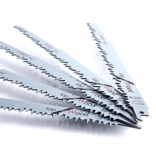 5 Piece Wood Pruning Saw Blades Reciprocating Saw Demolition Sawzall Blades (9-3/5''/240mm 5TPI) HCS Super Speed Carbon Steel Top Material For Cutting Softer Materials Wood Laminated Chipboard Plastic