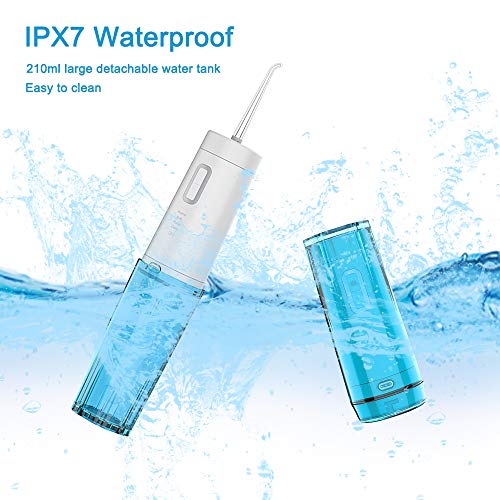 Water Flosser Cordless, Cshidworld Portable Dental Oral Irrigator Rechargeable with 4 Modes & 200ML Cleanable Water Tank for Home and Travel, Braces & Bridges Care, IPX7 Waterproof - Thumbnail 7