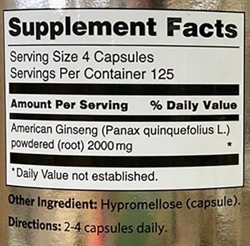 Hsu's Ginseng SKU 1005 | American Ginseng Capsules, 500ct | Cultivated American Ginseng from Marathon County, Wisconsin USA | 许氏花旗参丸 | 500ct Bottle, 西洋参, B000153QYQ