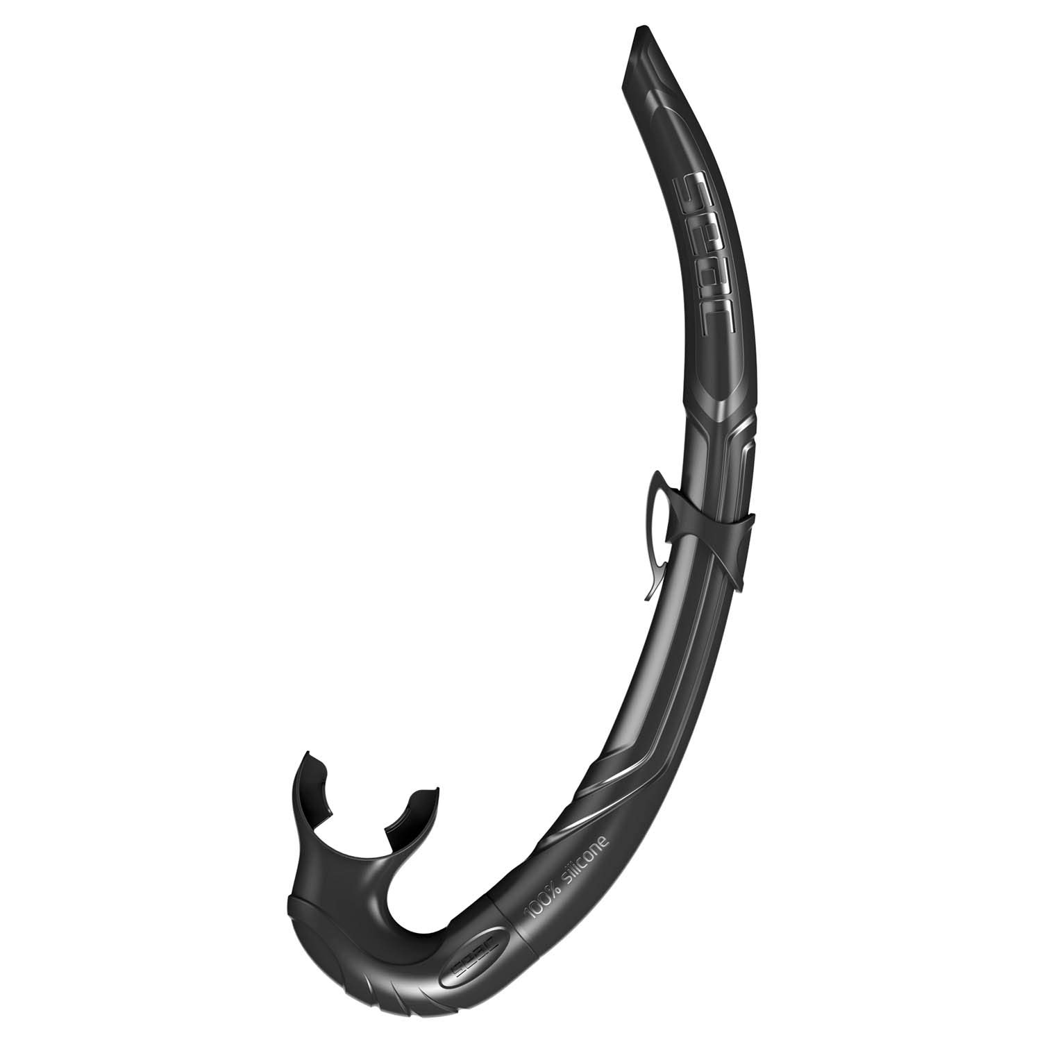 SEAC Liquid, Flexible Snorkel for Spearfishing and Freediving, Silicone, Black