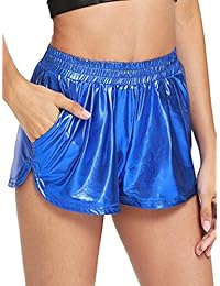 SweatyRocks pantalones metálicos brillantes, pantalones cortos de yoga, para mujer