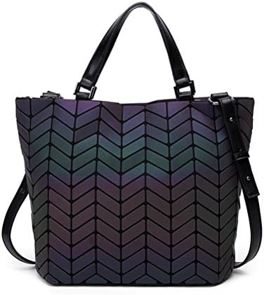 Fashion Luminous Bag Diamond Tote Bag Geometry Quilted Shoulder Bags Plain Folding Quilted Bag
