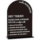 Audio Guest Book Sign, Wedding Engagement Bridal Shower Decor for Ceremony Party Reception Table Desk Decor Acrylic Sign (Black)