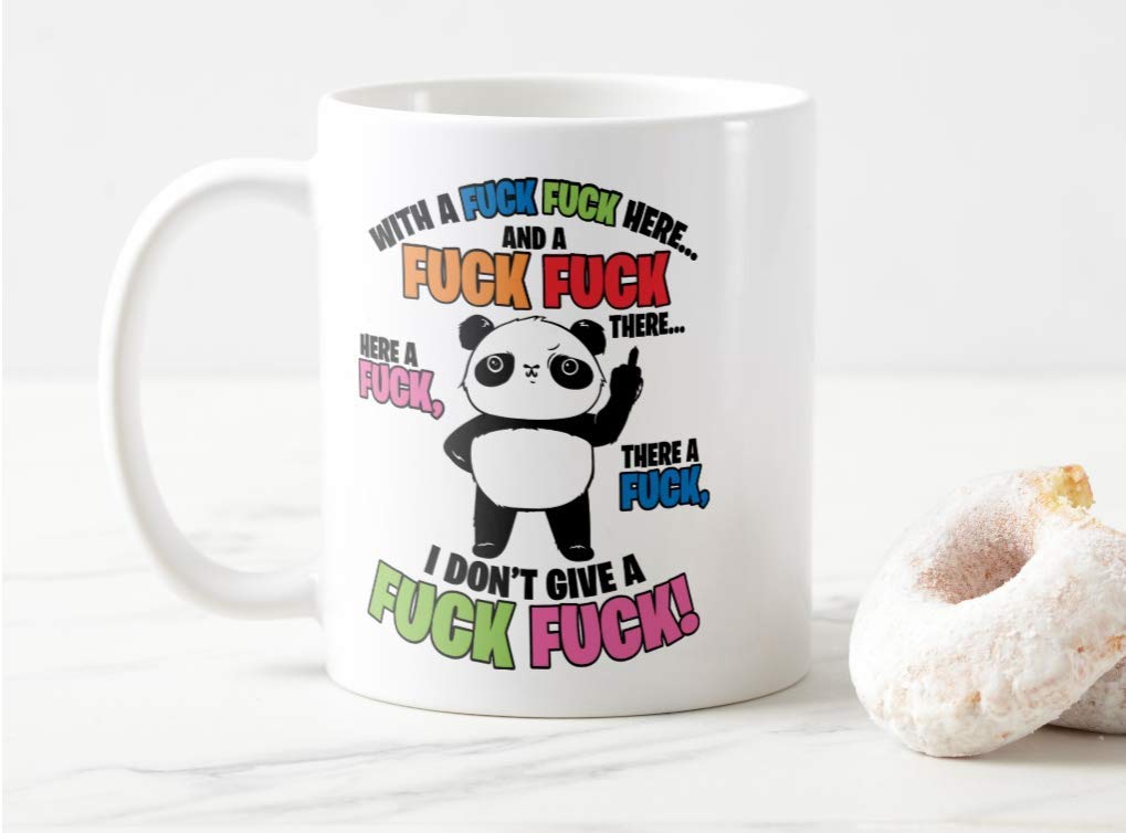 Vixar 11 Oz Panda Swearing Mug Ceramic, Novelty, White, 11 Ounces, Single, Reusable, Cylindrical, 3149386031, 3149391031