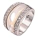 Weina Women's 925 Sterling Silver 9.98cttw Gemstone Filled Pearl shell White Sapphire Ring Size 6 7 8 9 10