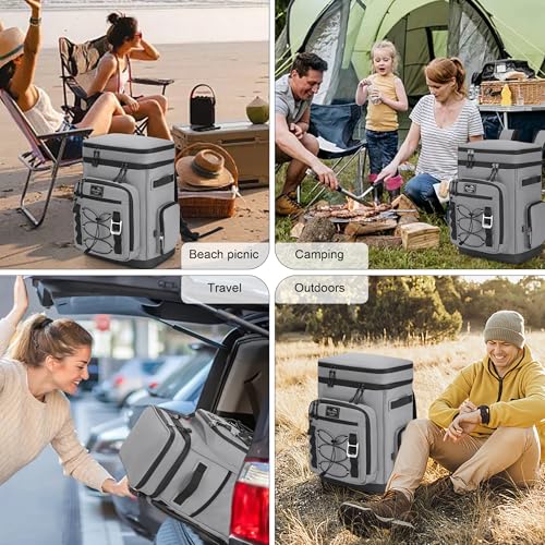 Youngoa Mochila Nevera Isotermica, 30L Grande Bolsa Termica Impermeable para Picnic, Playa, Camping, Barbacoa, Negro