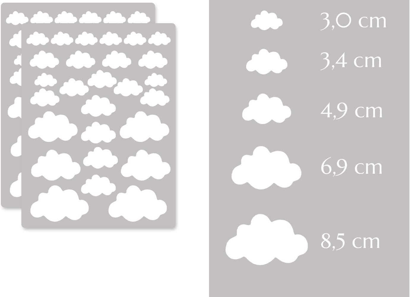 PREMYO Set of 40 Cloud Wall Stickers Kids - Nursery Decor Easy to Apply - Decals for Bedrooms for Girls Boys White - Image 3