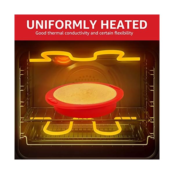 COSYLAND-6-Pieces-Silicone-Baking-Mould-Set-with-2-Oil-Brush-Non-Stick-Molds-Bakeware-Loaf-Tin-Trays-for-Baking-Cakes-Bread-Pie-Pancakes-Rectangular-Round-Square-Red COSYLAND 6 Pieces Silicone Baking Mould Set with 2 Oil Brush Non-Stick Molds Bakeware Loaf Tin Trays for Baking Cakes…