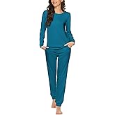 Ekouaer Womens Jogger Pajama Sets Long Sleeve Sleepwear Round Neck Nightwear Soft Pjs Lounge Sets with Pockets