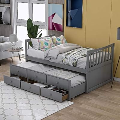 child's twin bed with drawers
