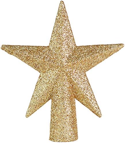 Ornativity Glitter Star Tree Topper - Christmas Mini Gold Decorative Holiday Bethlehem Star Ornament