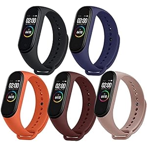 Sounce Adjustable Xiaomi Mi Band 3/ Mi Band 4 Watch Silicone Strap Band Bracelet – Set of 5