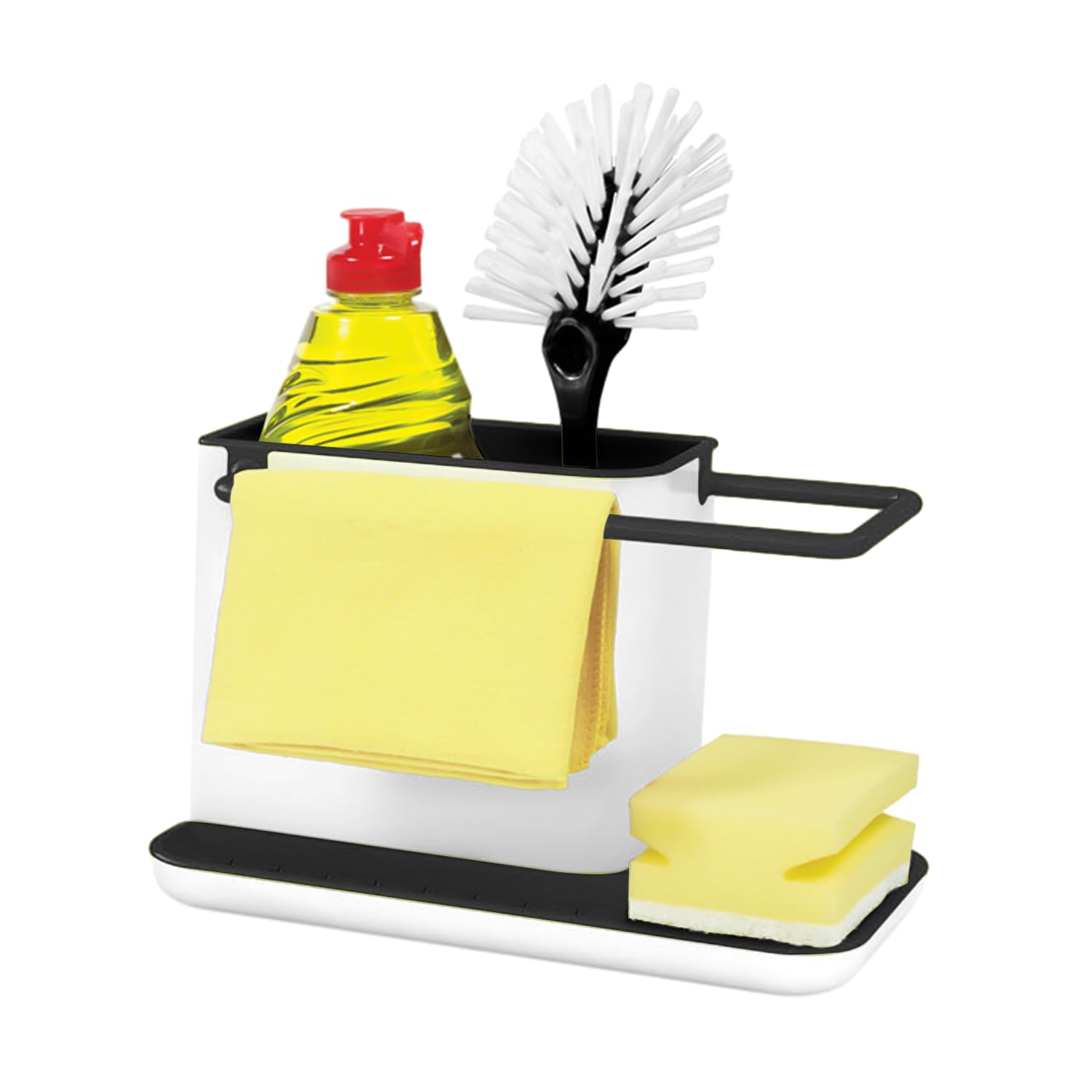 1 Piece Kitchen Tool Storage Box - Sink Organizer, Sponge Holder, Cleaning Supplies Rack and Drain Rack - Detachable Accessories