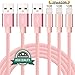 Youer Lightning Cable 3Pack 10FT Nylon Braided Certified iPhone Cable USB Cord Charging Charger for Apple iPhone X, 8, 7, 7 Plus, 6, 6s, 6+, 5, 5c, 5s, SE, iPad, iPod Nano, iPod Touch (Pink)