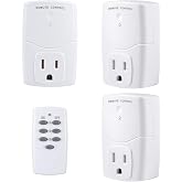 BN-LINK Mini Wireless Remote Control Outlet Switch Power Plug in for Household Appliances, Wireless Remote Light Switch, LED Light Bulbs, White (1 Remote + 3 Outlet) 1250W/10A