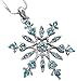 Crystal Snowflake Pendant Necklace Winter Bridal Fashion Christmas Holiday Jewelry Gifts for Women (Aqua Blue)