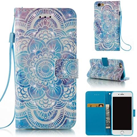 iPhone 6S Plus Case,FlREFlSH Premium Durable Card Holder Dust-Proof Scratches Resistant Protective Leather Wallet Cover 3D Painted Magnetic Kickstand Card Holder for Apple iPhone 6S Plus-Flower