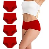 AMZCHPC Women's Cotton Underwear High Waisted Panties Soft Underpants (4Pack)