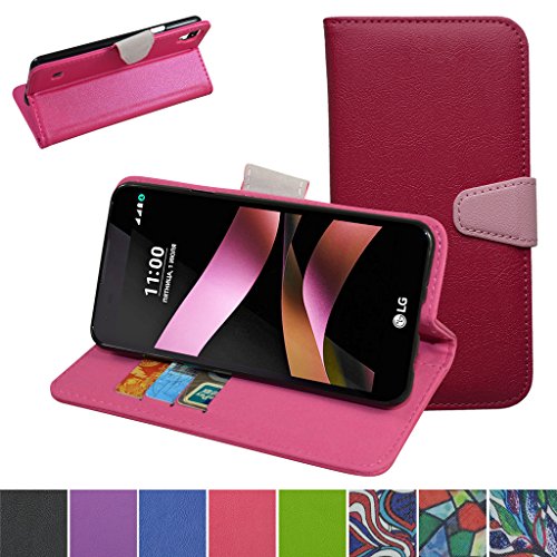 LG X Style Case,Mama Mouth [Stand View] Flip Premium PU Leather [Wallet Case] With Card / Cash Slots and Pocket Cover For LG X Style Smartphone,Rose Red