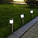 voona Solar Bollard Lights Outdoor 6-Pack Stainless Steel Warm White LED Lights for Garden, Pathway Landscape(Silver)