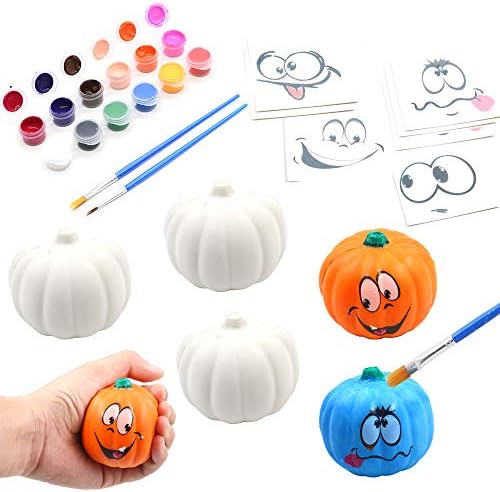 BEIGUO Halloween Crafts Paint Your Own Squishy Pumpkin 6 Pack Slow Rising Halloween Pumpkin with Decorating Stickers Kids Crafts for Halloween Thanksgiving Party Favors