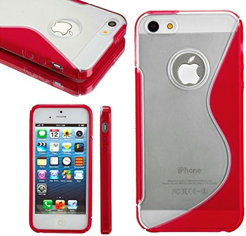 iPhone SE Case, iPhone 5S Case, iPhone 5 Case, Desiro® [Red] Hybrid Clear Hard Back TPU Bumper Soft Gel Impact Protective S Case Cover Skin for Apple iPhone SE 5S 5