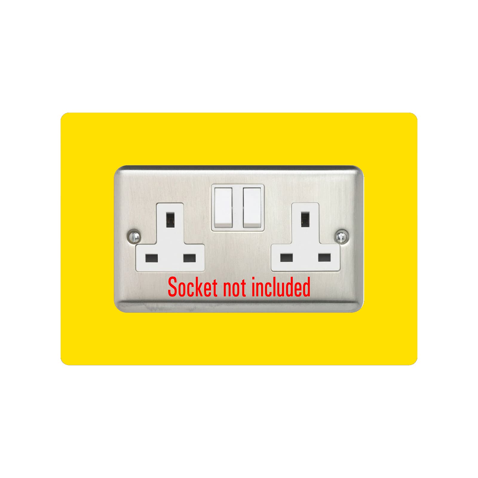 Double Socket Surround, Square Acrylic Back Panel Finger Plate, Decorative Frame for Neat and Tidy Finish, Font Colour:Yellow