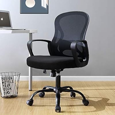 Amazon Com Berlman Ergonomic Mid Back Mesh Office Chair Adjustable Height Desk Chair Swivel Chair Computer Chair With Armrest Lumbar Support Black Kitchen Dining