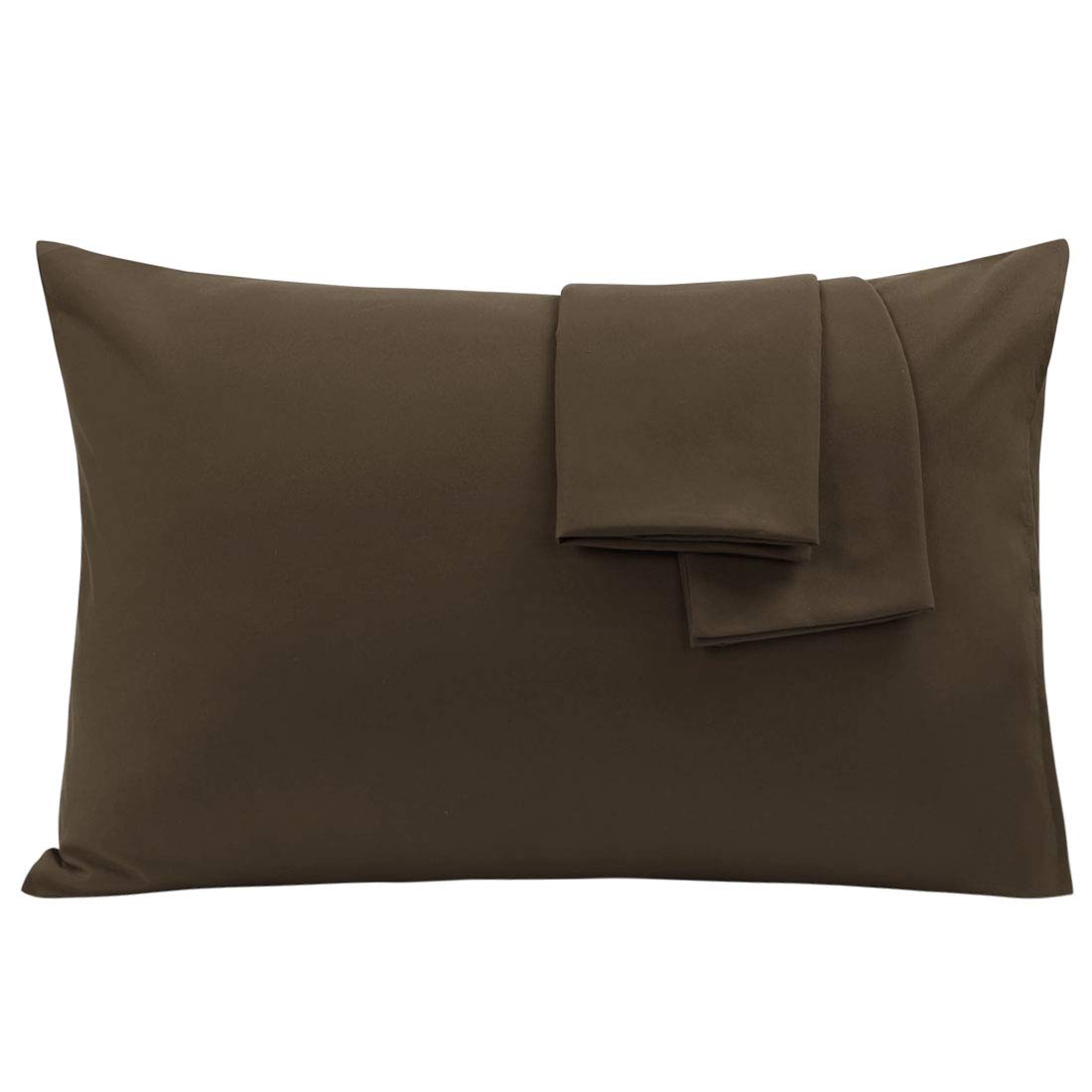 PiccoCasa Set of 2 Pillow Cases Covers Double Brushed Microfiber Pillowcases - Envelope Closure -Soft Pillowcases Brown Standard(51 x 66cm)
