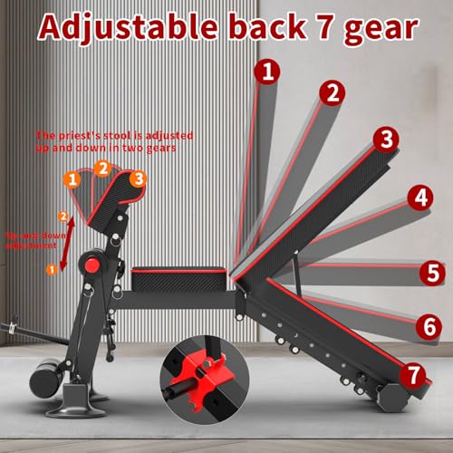 Adjustable Weight Bench,Utility Workout Bench Load 500LBS Foldable Incline Decline Benches for Home Gym Beginners and Enthusiasts muscle Building Fitness