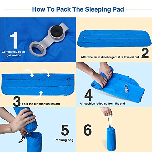 WDLHQC Ultralight Air Sleeping Pad,Inflatable Camping Mat for Backpacking,Camping and Traveling - Waterproof Fabric Comfortable & Lightweight Air Cells Design - Blue