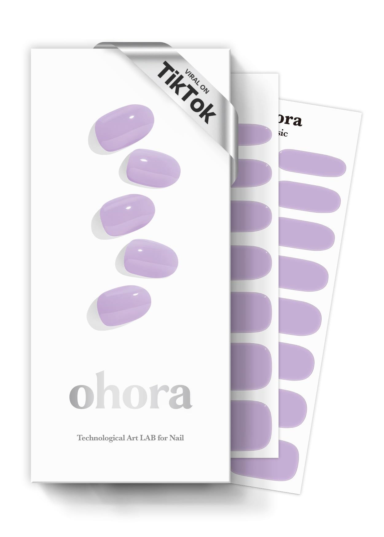 ohora Semi Cured Gel Nail Strips (N Cream Very Peri) - Purple, Solid, Works with UV/LED Lamps, Salon-Quality, Long Lasting, Easy to Apply & Remove - Includes 2 Prep Pads, Nail File & Wooden Stick