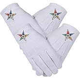 OES Gloves Star Face Black Outline Machine Embroidered Order Of The Eastern Star Cotton Gloves