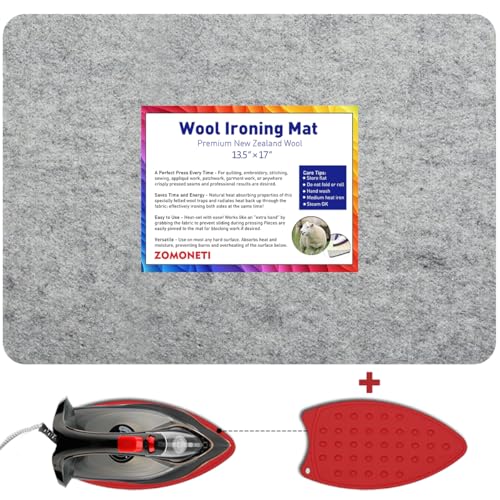 ZOMONETI Wool Ironing Mat 17" x 13.5", 100% New Zealand Wool, Ironing Mat for Quilt, Sewing, Quilting Supplies and Accessories